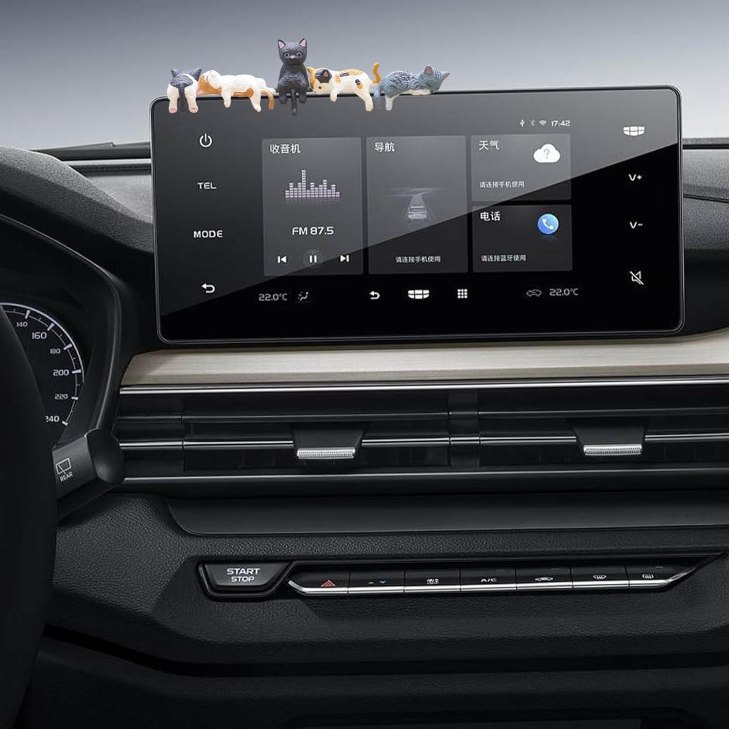 Mini Cat Figurines, PVC Computer Monitor Decor, Cute Kitty Screen and TV Accessories, Ideal for Home Office & Car Decoration