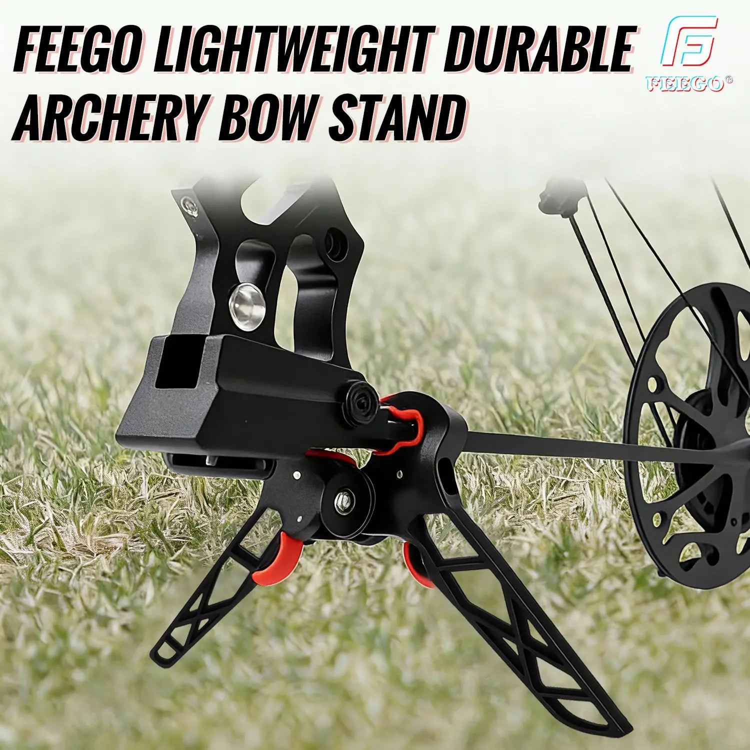 FEEGO Lightweight Durable Portable Folding Bow Stand for Bowhunting - Archery Bow Stand with Limbs Clamp Kickstand Ground Holder for Compound Bow Hunting and Outdoor Shooting Accessories