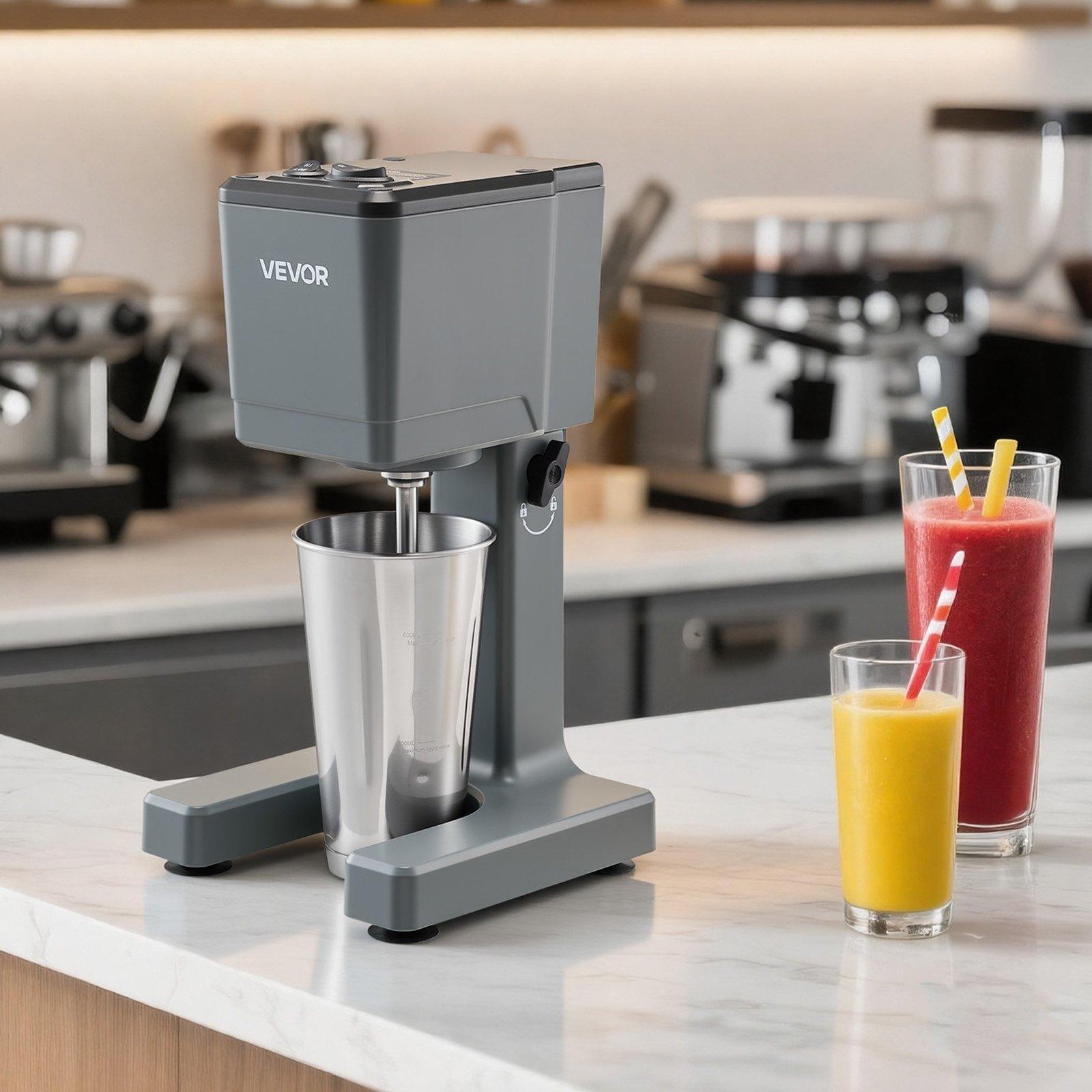 VEVOR Single-Head Stand Mixer - 150W (100 to 1199 W) AC120V Dual-Speed Steel & Plastic Milkshake Maker, 7.56× 7.48×13.78 In/ 192× 190× 350 Mm, 6.83 lbs, Stainless Steel Cup, No-Load Gear 1:17,000 rpm for Home Kitchen, Bar Beverage Shop