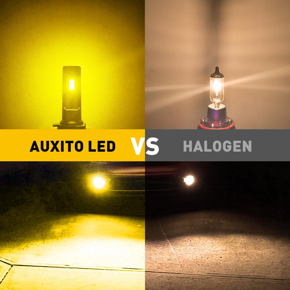 AUXITO H11/H8/H16 LED Fog Light Bulbs or DRL, 6000 Lumens 6500K Cool White Light/3000K Amber Yellow Light, 300% Brightness, CSP LED Chips Fog Lamps Replacement for Cars, Play and Plug (Pack of 2)