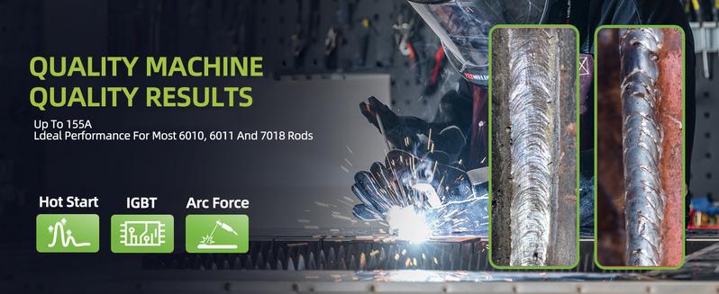 SEESE 155Amp MINI Portable Welding Machine, Stick Welder, AC 110/220V smart conversion, LED Display Digital Welder, Portable MMA Arc Welder