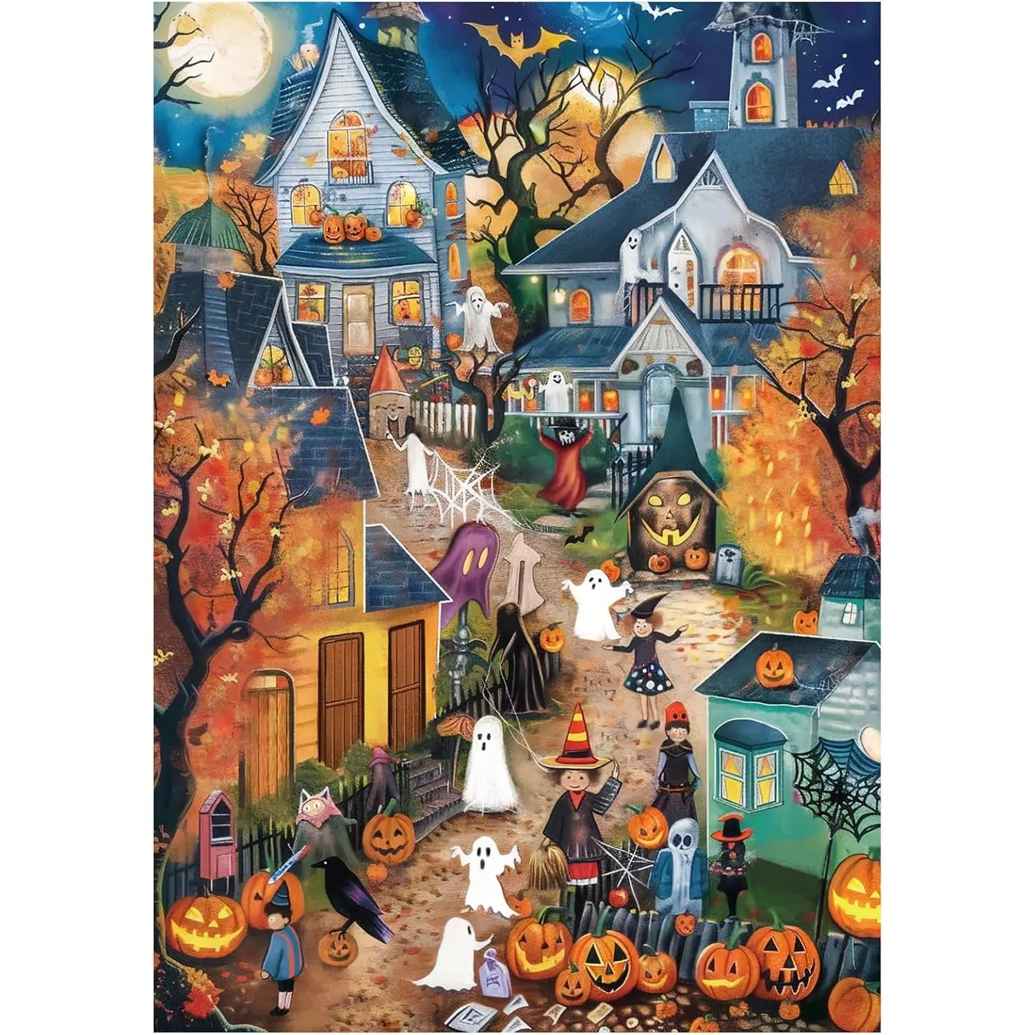 Halloween Puzzles 500 Pieces for Adults | Halloween Pumpkin, Ghost Theme Jigsaw Puzzles Decoration,Creative Play Artwork Wall Home Decor