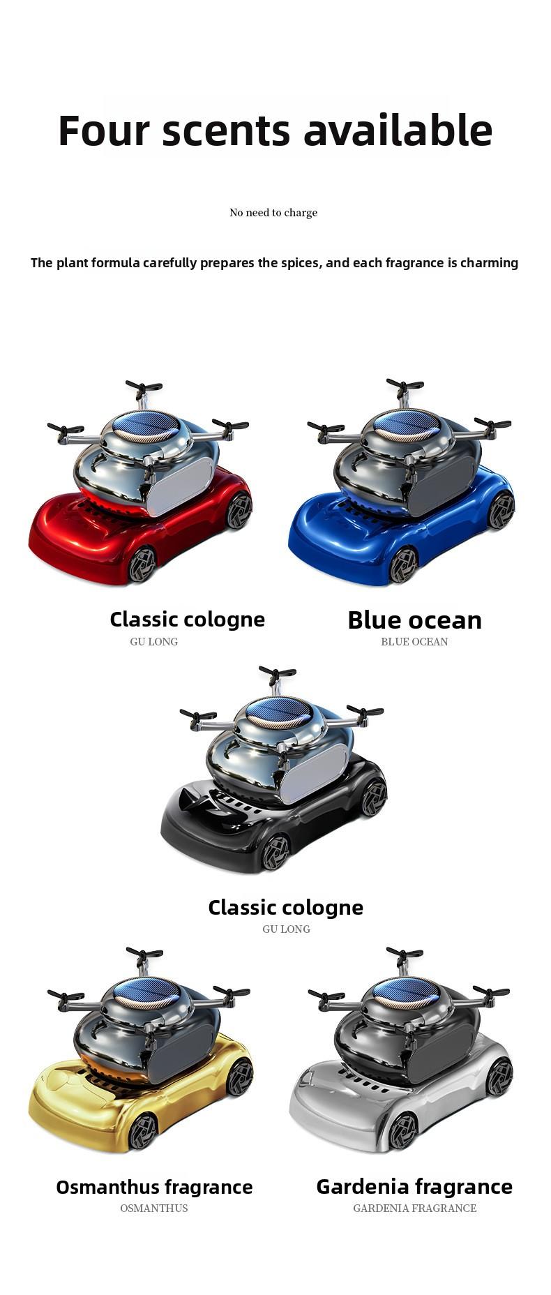 Floral Solar-Powered Vehicle Air Freshener - Blue-Ocean Golden-Osmanthus Fragrance Gels & Blocks Device, Quick-Refresh Home & Vehicle Interiors Accessory