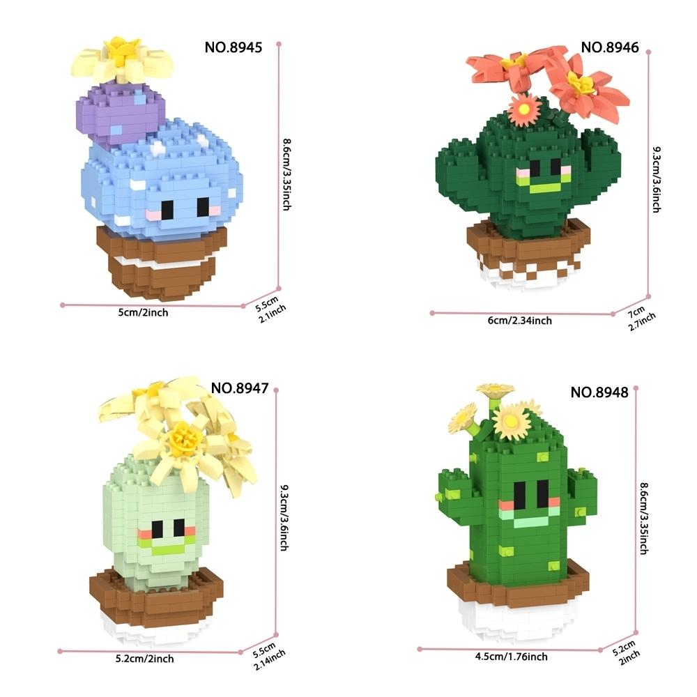 2026 Trendy Toy Gift Set Micro Part Creative Plant Flower Pot Model Building Blocks, Office Desk Decor Home Ornament, 9-In-1 Birthday Present