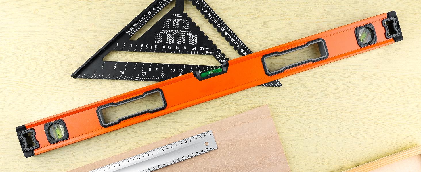 5-Piece Spirit Level Set, 10", 16", 24", 32", 48" Level Set with Magnetic Torpedo Level, 45 ° /90 ° /180 ° Bubbles Measuring, Aluminium Alloy Levels with Carrying Bag