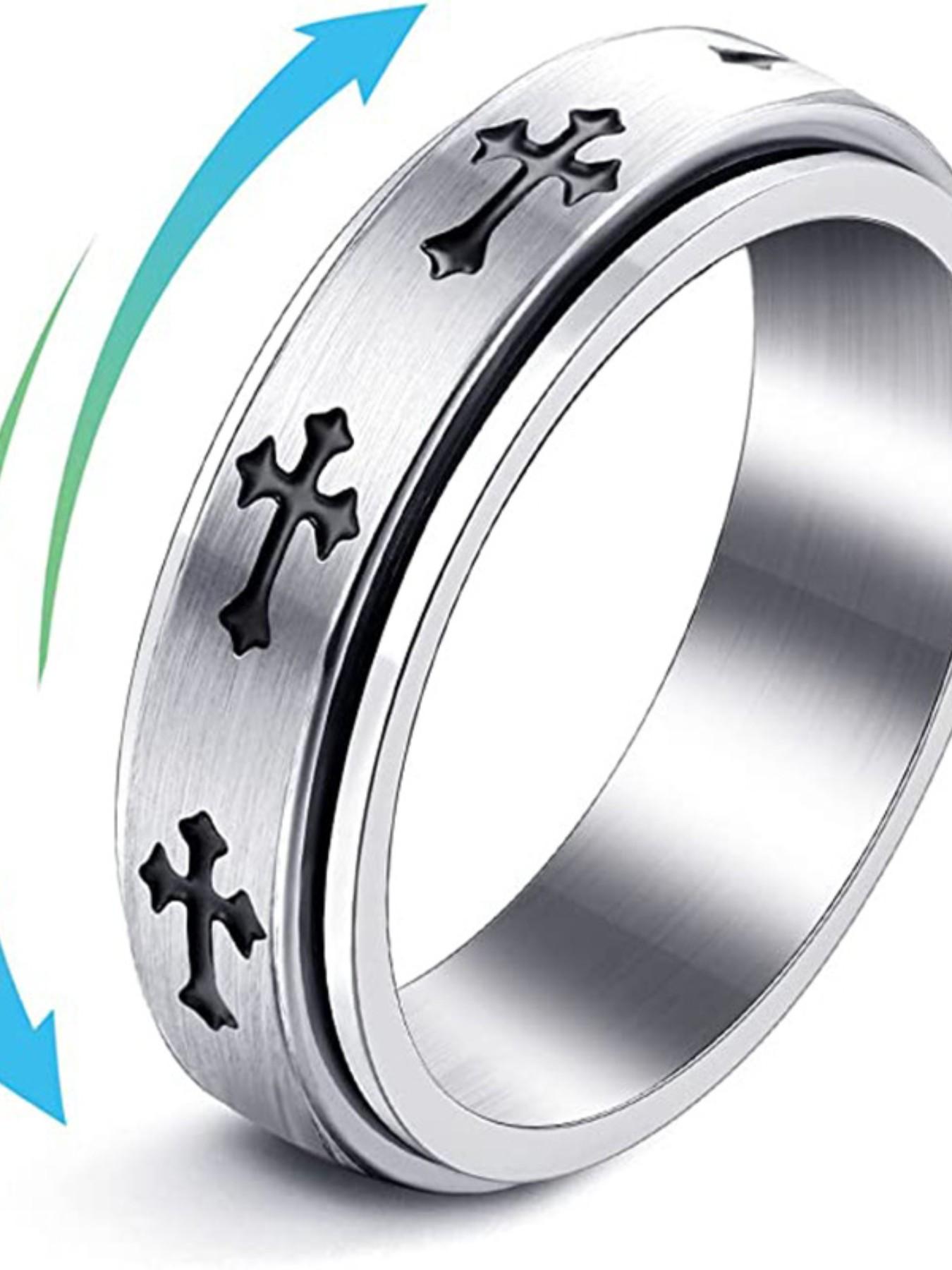 Rotatable Cross Ring for Men, Vintage Stress Relief Ring, Hip Hop Ring for Men and Women, Perfect Gift for Friends and Partners