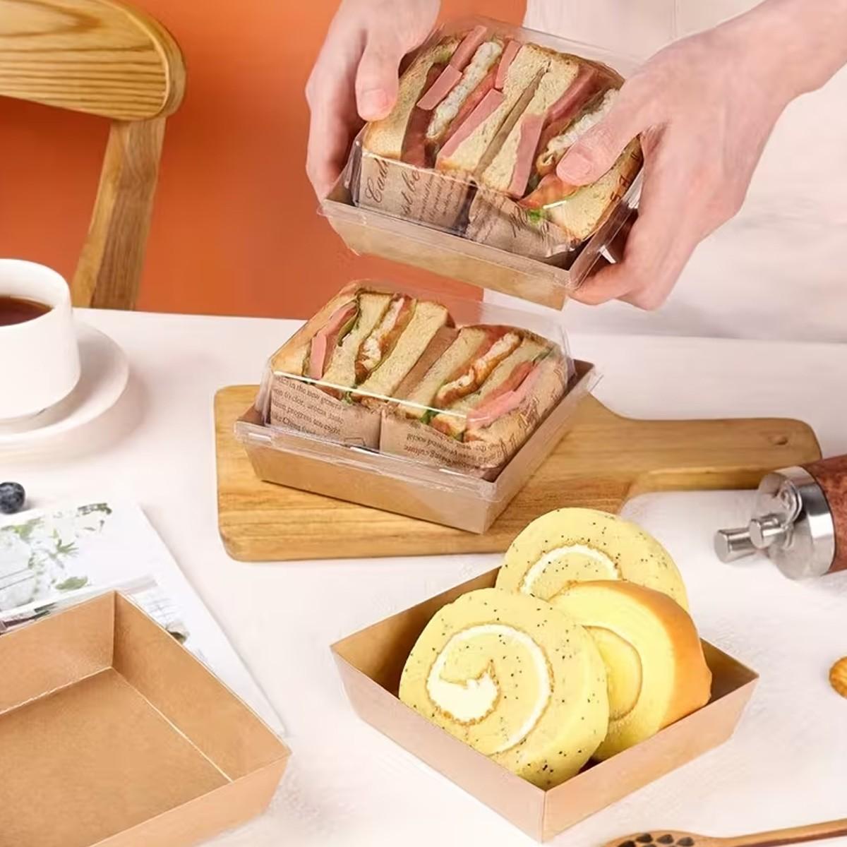 10/30/50pc transparent lid rectangular Premium cake box, disposable container, pastry container, takeout packaging box, Bakeware, suitable for sandwiches, desserts, pastries and light meals, especially suitable for festivals, parties