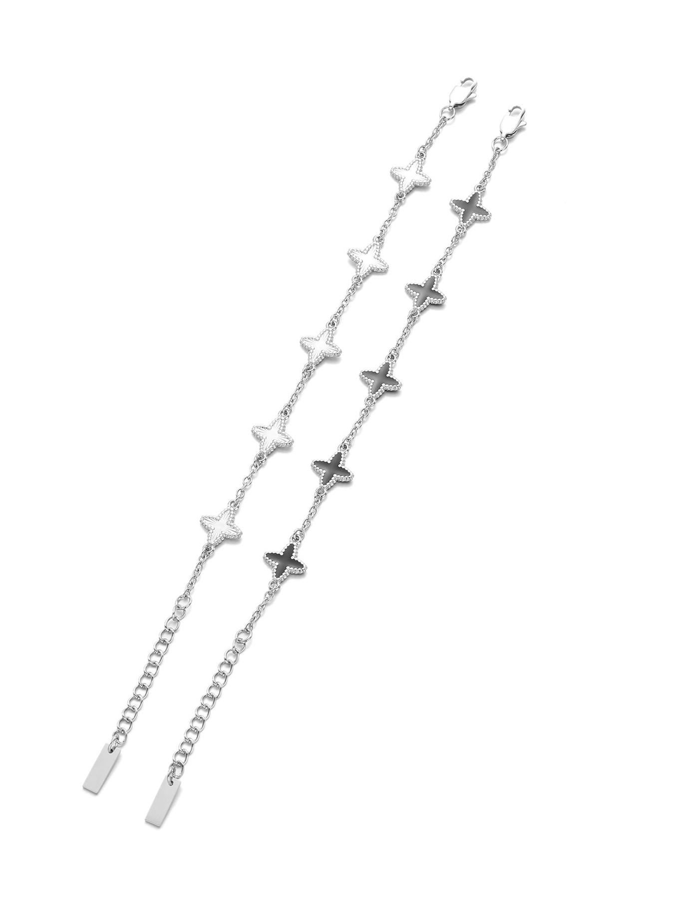 Four-pointed star bracelet, a niche design for men and women, made of titanium steel, featuring a light luxury and high-end feel, suitable for stacking, #Couple's Style# Jewelry/Stainless Steel/Fade-resistant/Allergy-proof/Festivals/Parties/Ideal Gift