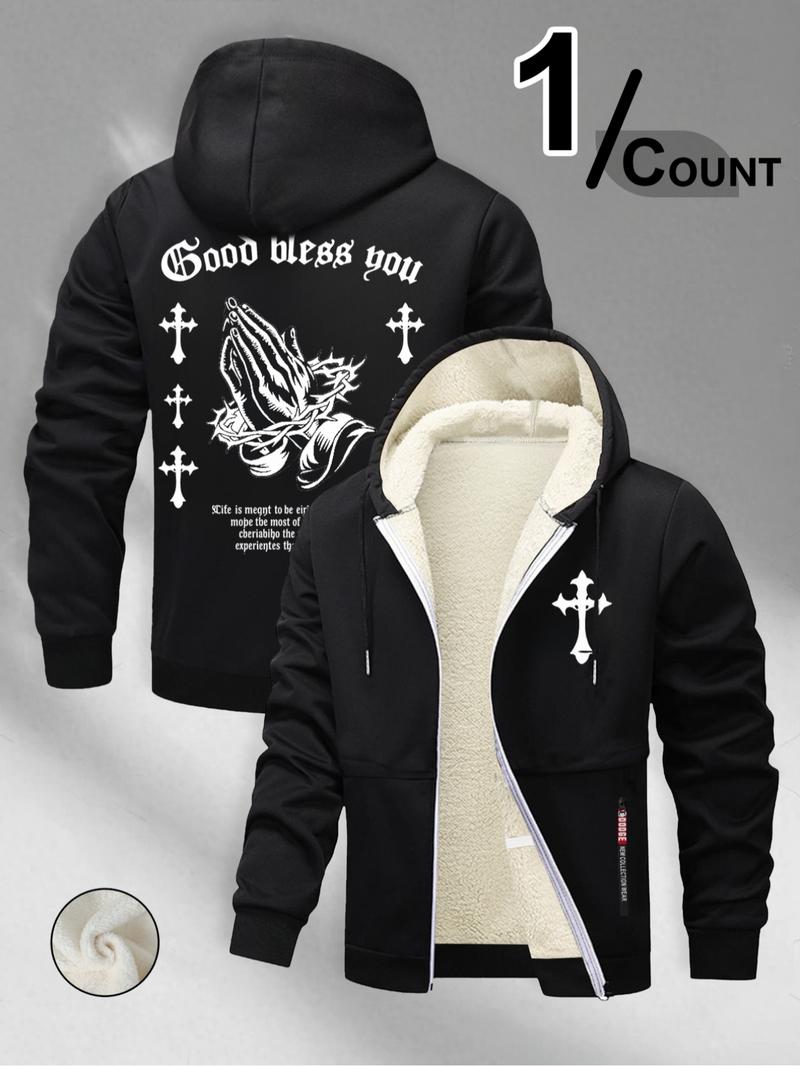 Trendy Religious Hoodie with 'only God Can Judge Me' Print, Casual Fitted Design, Winter Cartoon Pattern, Streetwear Style