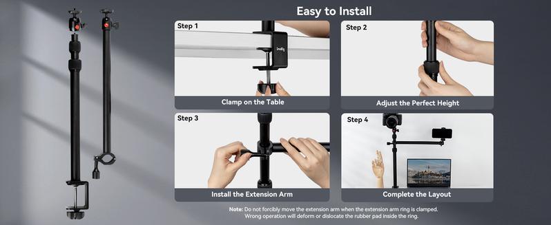 SmallRig Camera Desk Mount Table Stand with Magic Arm and 1/4" Ball Head, 13"-35.4" Adjustable Light Stand, Tabletop C Clamp for DSLR Camera, Ring Light, Live Streaming, Photo Video Shooting - 3992 SmallRig Camera Desk Mount Table Stand with Magic Arm and 1/4" Ball Head, 13"-35.4" Adjustable Light Stand, Tabletop C Clamp for DSLR Camera, Ring Light, Live Streaming, Photo Video Shooting - 3992