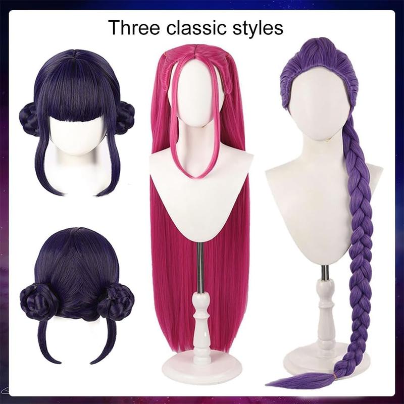 Anime K-pop Costume Kids 39" Wig Rumi Wig Demon Cosplay Wig Hunter Purple Braid Wigs Rumi Costume Zoey Wig Mira Wig for Kids Women Pop Singer Hair Halloween Cosplay Props