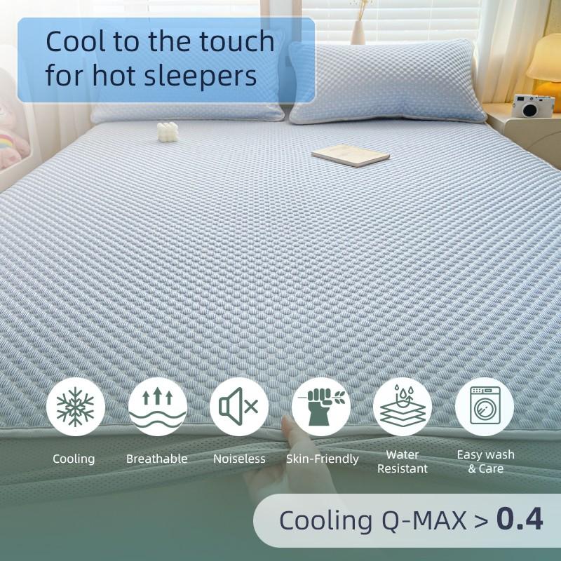 2/3 pcs waterproof and cool mattress cover, Cooling mattress protector, Bed protector, cool and breathable mattress cover, anti sweat, anti stain, anti pet scratch, suitable for hot sleepers and night sweats, multiple sizes and colors