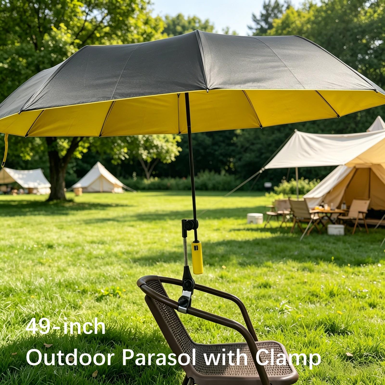 Outdoor Camping Sunshade Umbrella with Clip, Sun Parasol Umbrella, 49-Inch Large Canopy, UV Protection, Beach Gear, Ideal for Travel, Fishing, Golf, Sports Events, Lightweight Canopy Outdoor Camping Sunshade Umbrella with Clip, Sun Parasol Umbrella, 49-Inch Large Canopy, UV Protection, Beach Gear, Ideal for Travel, Fishing, Golf, Sports Events, Lightweight Canopy