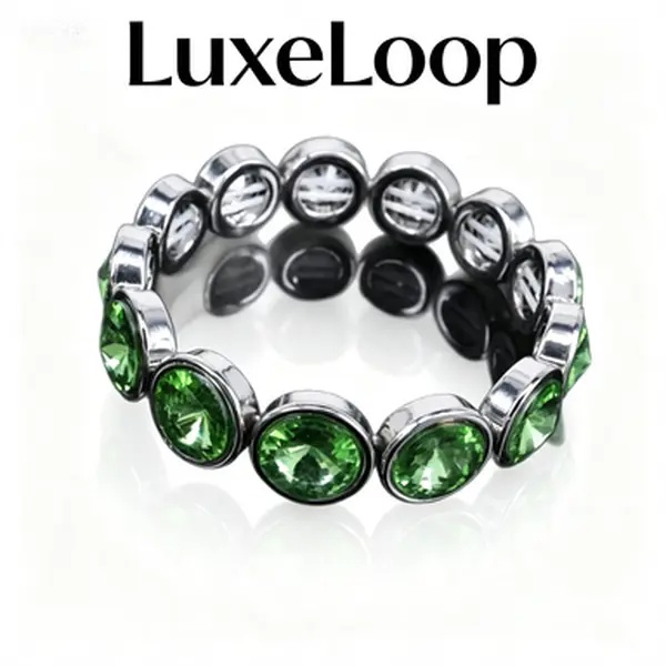 LuxeLoop 15MM Oval Colored Cubic Zirconia Eternity Bracelet, Multicolor Stone Bezel Set Bangle, Gold & Silver Plated Boho Vacation Beach Statement Jewelry, Stackable Fashion Bracelet for Women