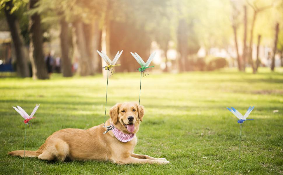 12 Counts Outdoor Fake Dragonfly Rod Clip, Garden Metal Dragonfly. Natural Organic Concept, 3D Dragonfly Garden Decoration, Garden Bird and Fly Interfere Devices for Indoor and Outdoor Garden,Creative Home Accessories Decorative Design