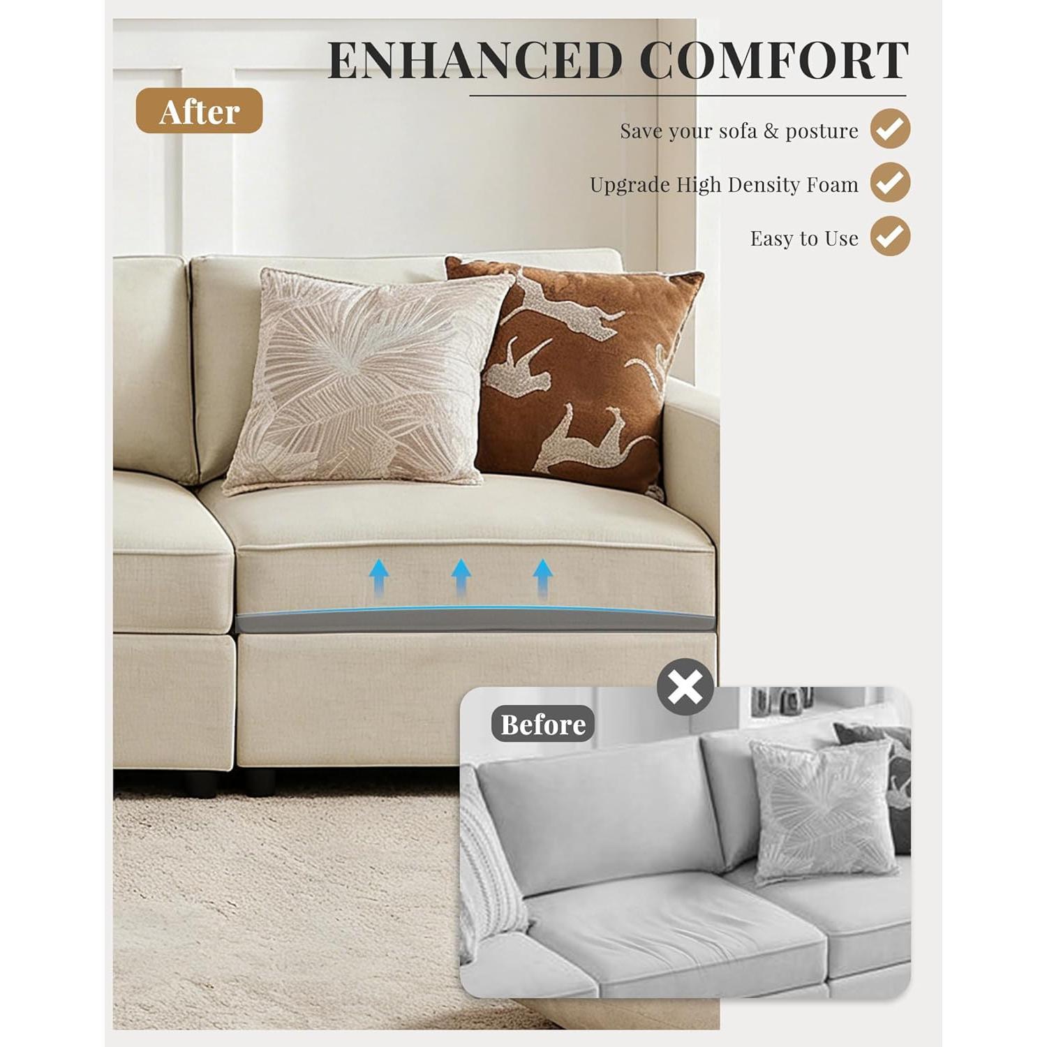 Sofa Cushion Support, Couch Cushion Support for Sagging Couch Seat, Couch Replacement Insert, 20"x20"x2", High Density  Furniture Seat Sagging Repair, Trapezoid 40D, Grey Set of 1