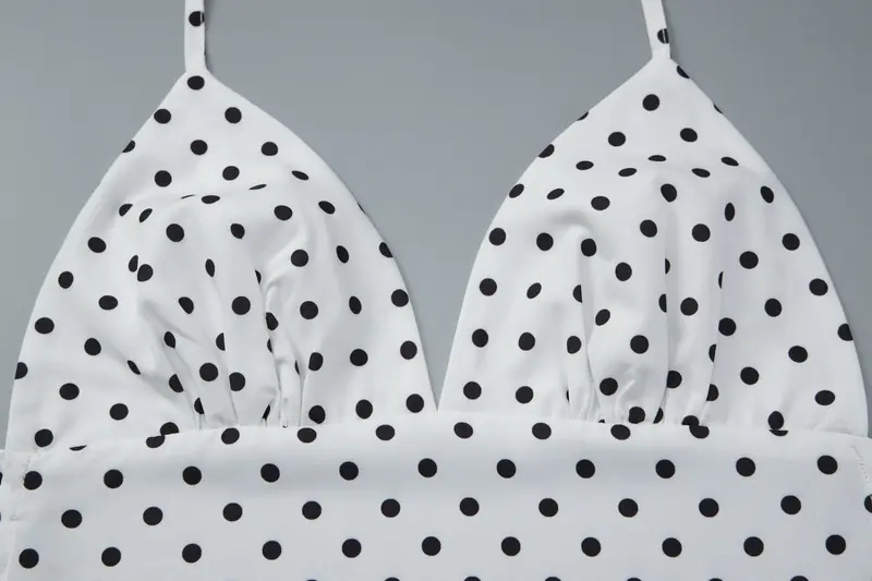 Women's 3-Piece Set, Vest Shorts Set, Polka Dot Print Sheer Tie-back Halter Cami Top & Scarf & Bodycon Shorts, V Neck Sleeveless Backless Lace-up Camisole, Summer Party Club Date Sexy Casual Outfits