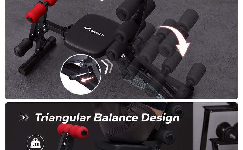 MERACH Multi-Functional Adjustable Ab Machine Workout Bench Sit Up Machine Push Up Exercise Chair for Home Gym
