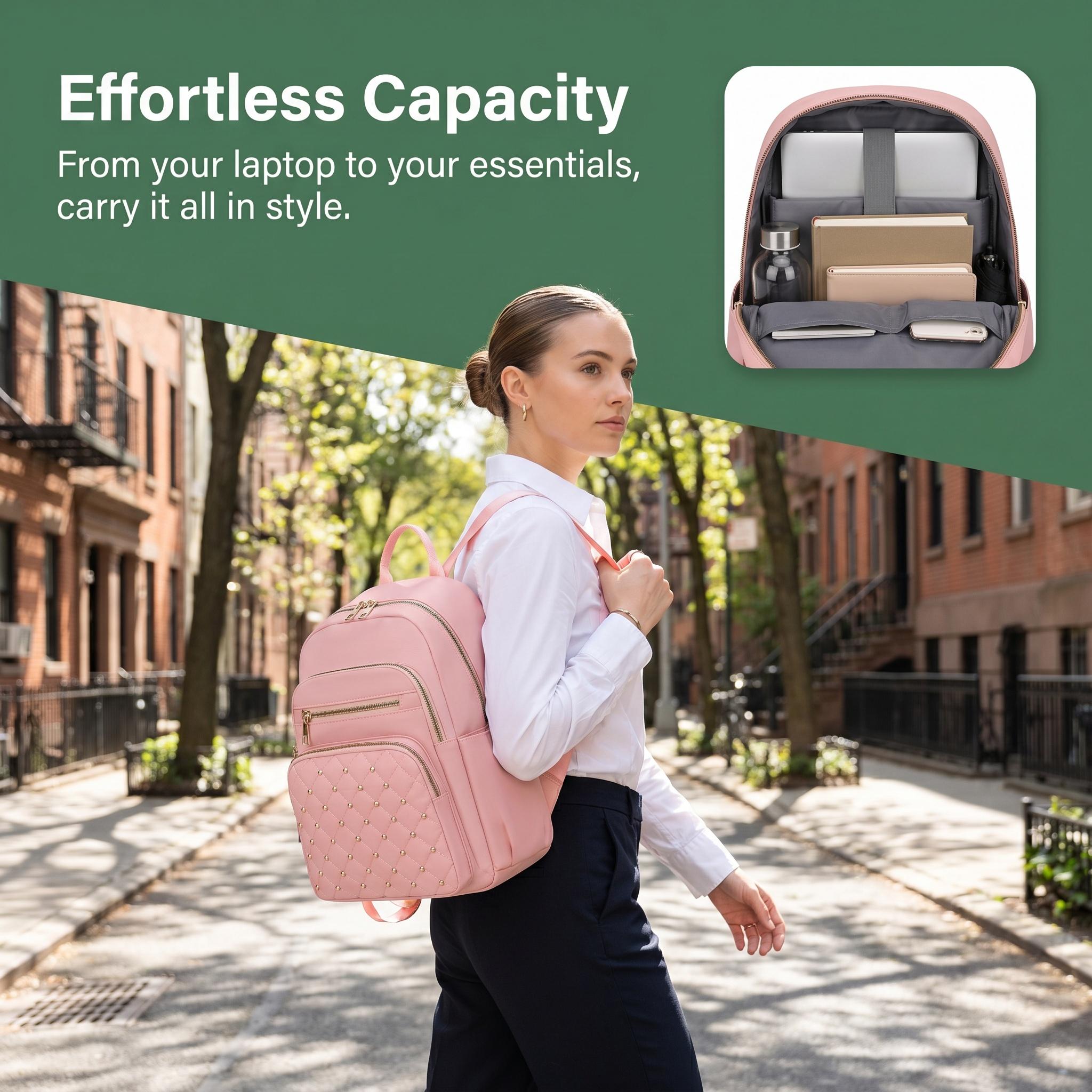 Women's Nylon Travel Backpack - Casual Lightweight Large Capacity Wear-Resistant Daypack with Zipper Closure, Solid Color (Black, Red, Pink, Gray), Backpacks for School, Work, Bag, Everyday Bag, School Backpacks