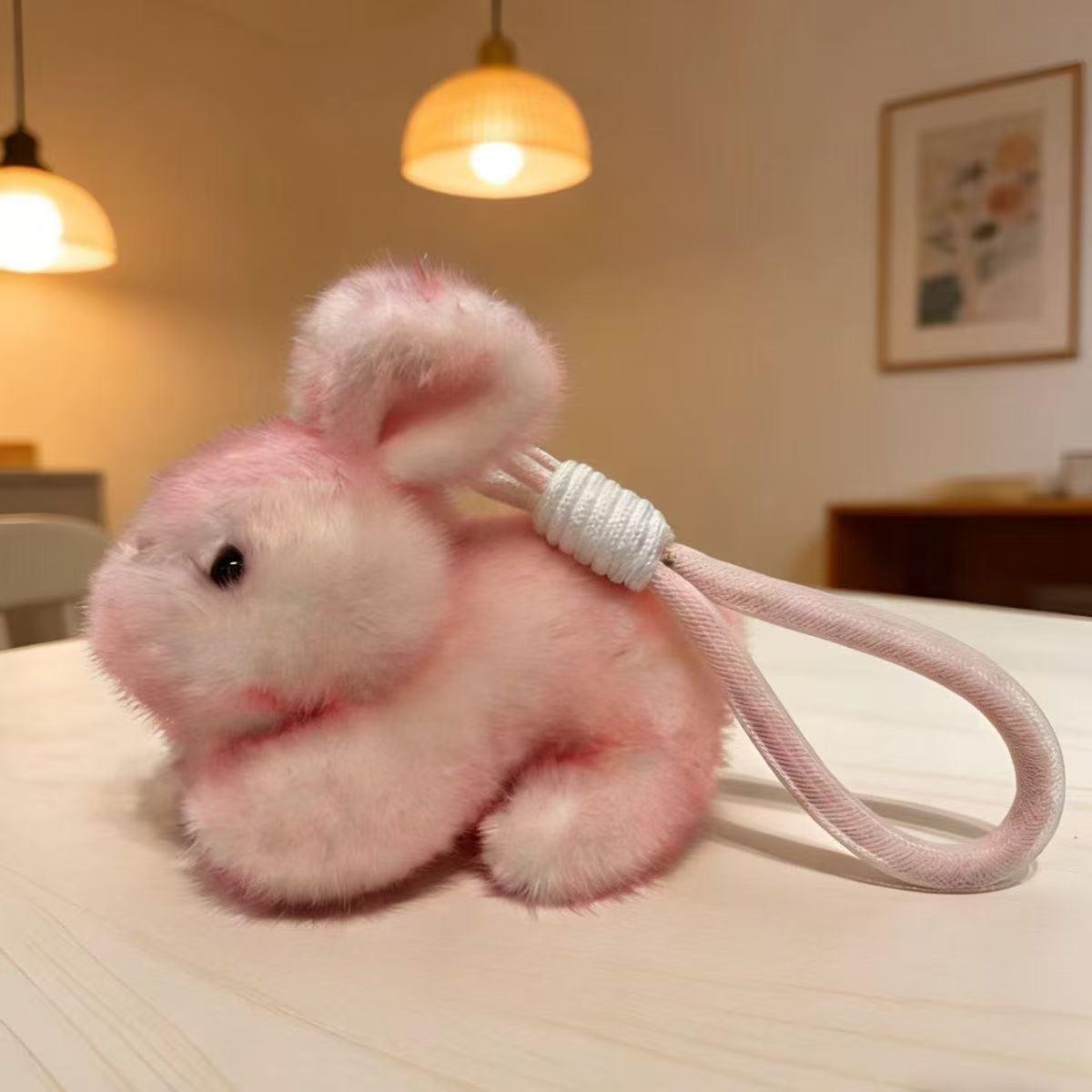 Plush Bunny Keychain, Soft Plush Rabbit Toy, Car Key Ring, Backpack Charm, Girl's Gift, Adorable Stuffed Animal Accessory