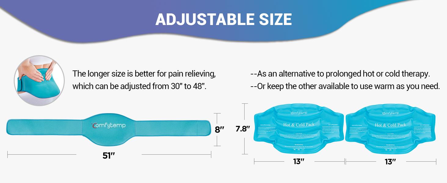 Ice Pack for Back Pain 2 Packs, Reusable Gel Lower Back Wrap, Hot Cold Compression for Lower Lumbar, Waist