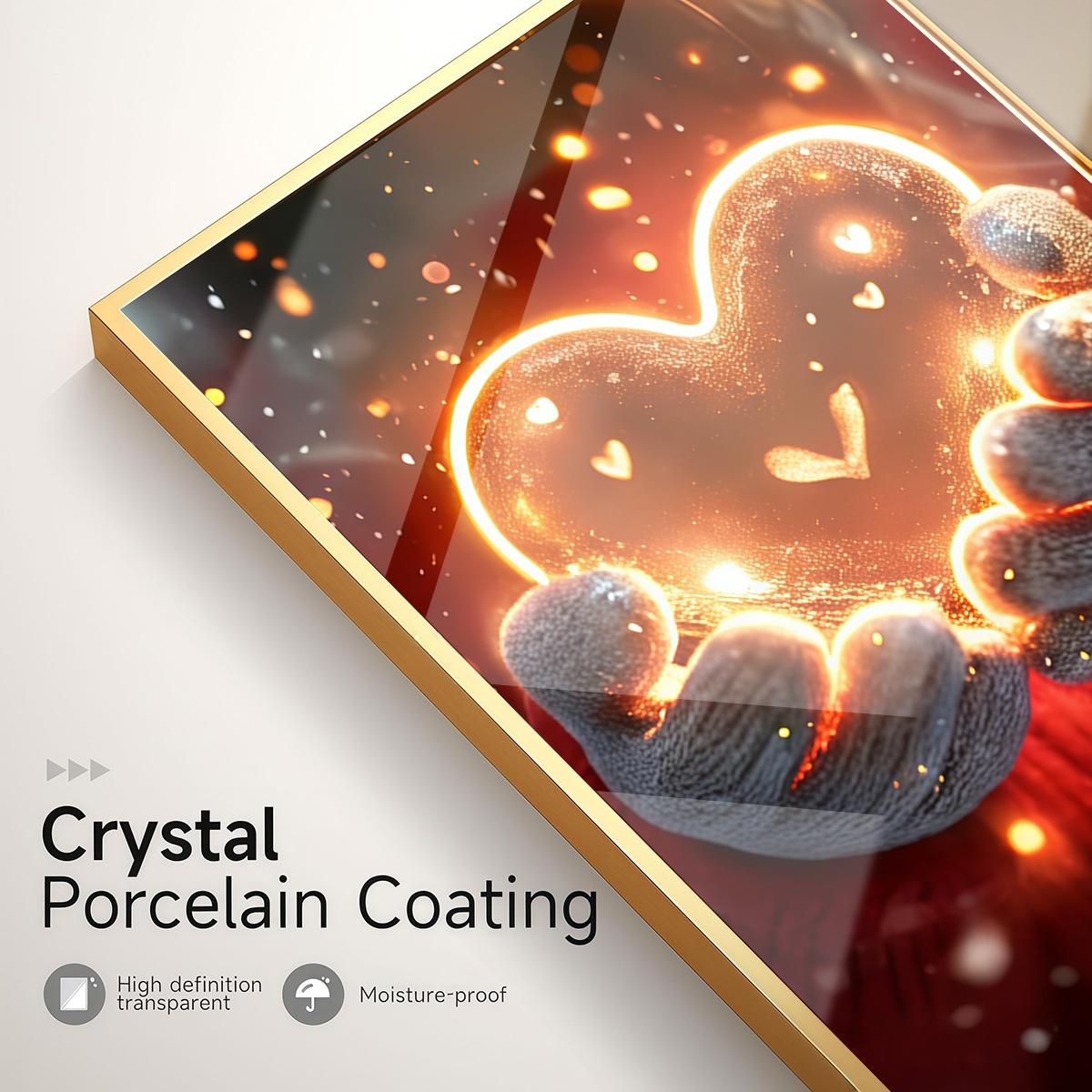 3 Counts Aluminum Alloy Framed Painting, Glowing Heart And Blooming Flowers Pictures, Home Decoration For Living Room, Bedroom, Office, Restaurant, Hallway Wall Decor, Odorless Print Artwork, Luxury Perfect Gift For Friends And Family