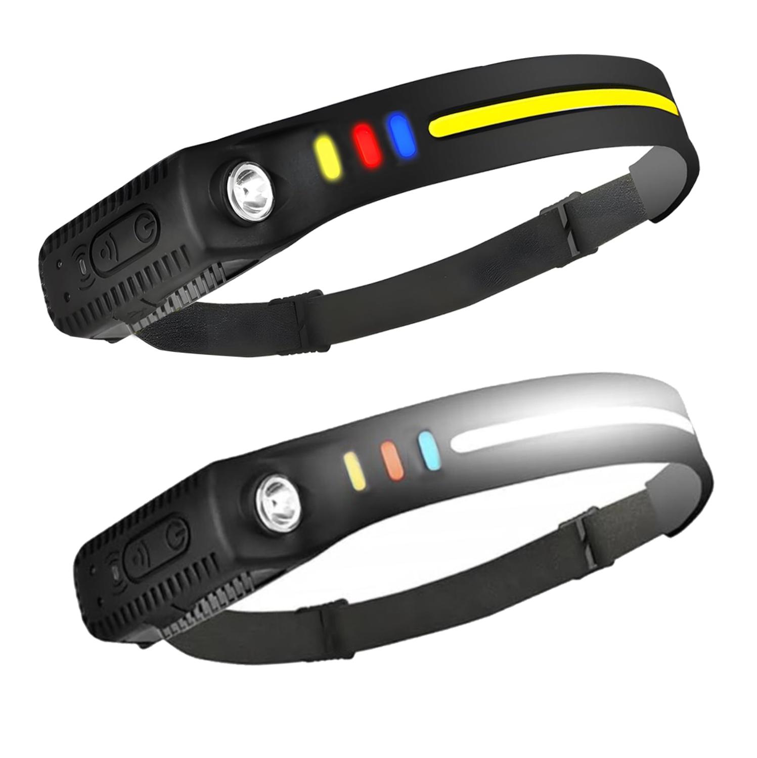 LED Headlamp Rechargeable 2Pack - 230° COB Super Bright Head Lights for Forehead, Hard hat Light for Headlight Adults, USB C Headband Flashlight for Work, Hiking, Running, Camping Essentials Gear