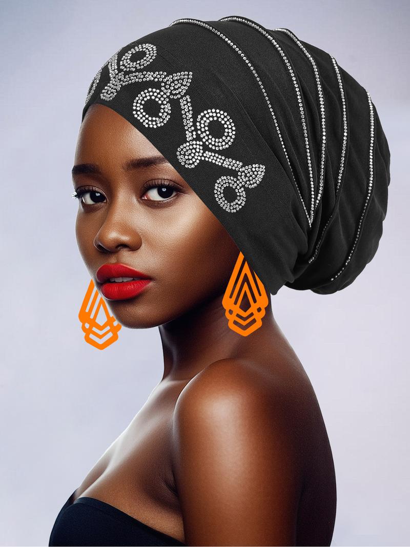 Handmade Women's Headscarf with Heavy Rhinestones, Vintage Pleated Design, Elegant Fashion Accessory for Special Occasions and Daily Wear Pleat Turban