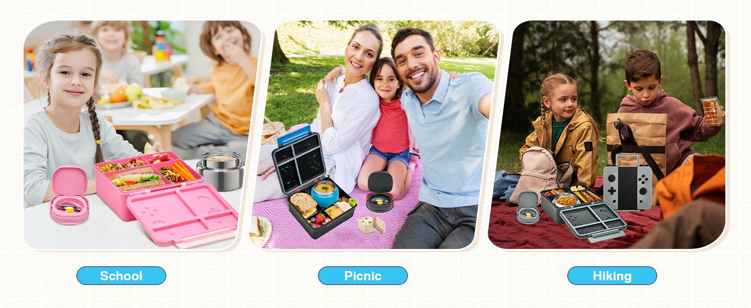 [Summervibes]Pawtong Game Bento Box for Kids, Lunch Box with Thermo(9oz Food Jar), Folding Spoon, Removable Divider & Sauce Cup, Lunch Box Kids for School,Travel, BPA-Free & Realistic Shape