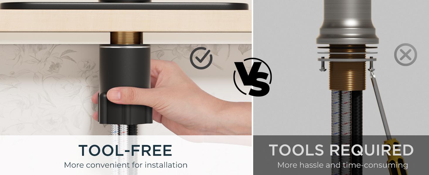 FORIOUS Antique Kitchen Faucet, Pull Down Sprayer, Oil Rubbed Brown, 3 Modes High Arc, Stainless Steel Deck Plate, Fit 1 or 3 Hole, Kitchen Bar Camper Home Fixtures Switch