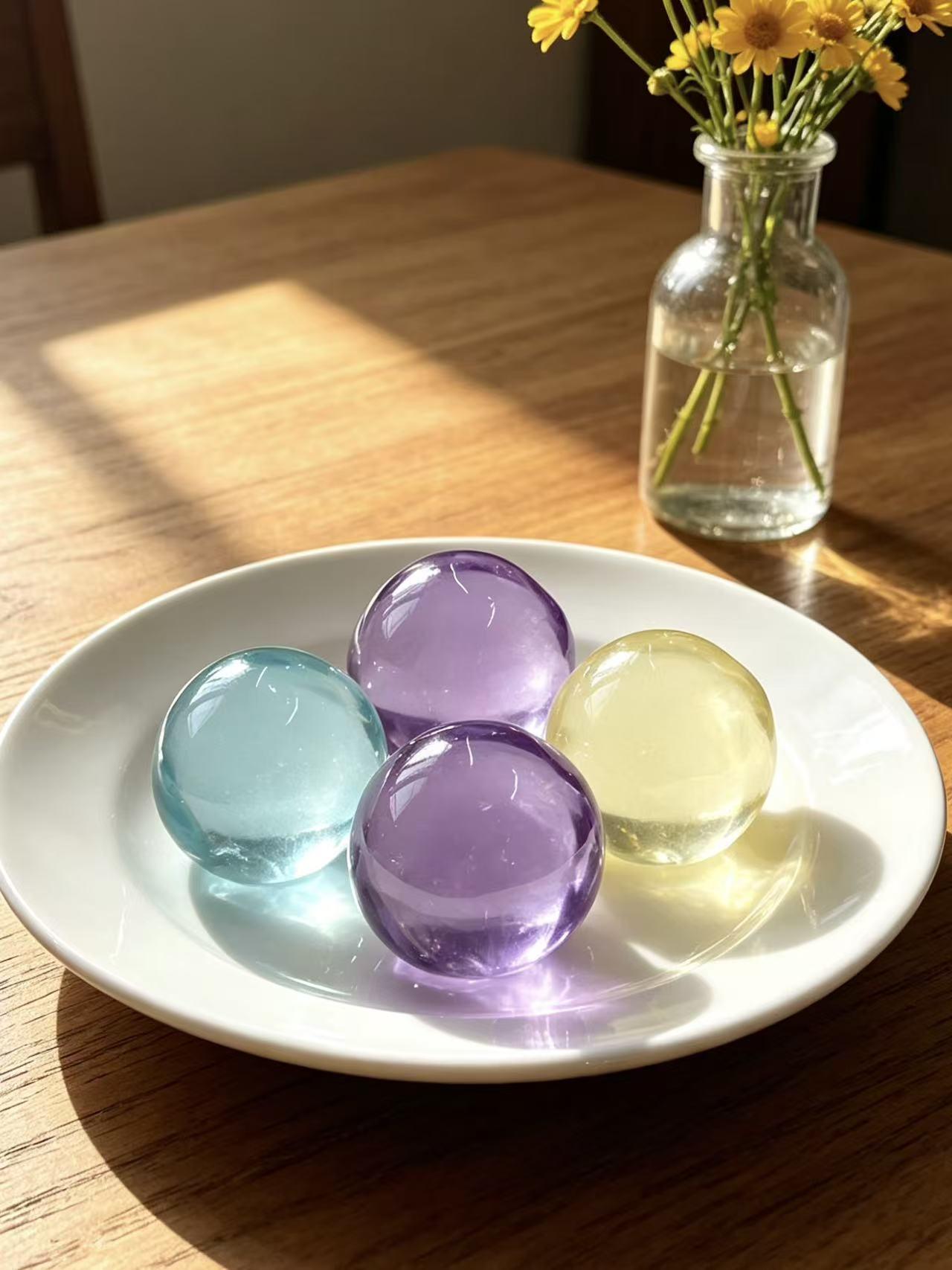 Plastic Soft Coconut Oil Handmade Ball 6cm Round Stress Relief Squeeze Toy, Ideal for Relaxation and Fun, Perfect Gift Idea