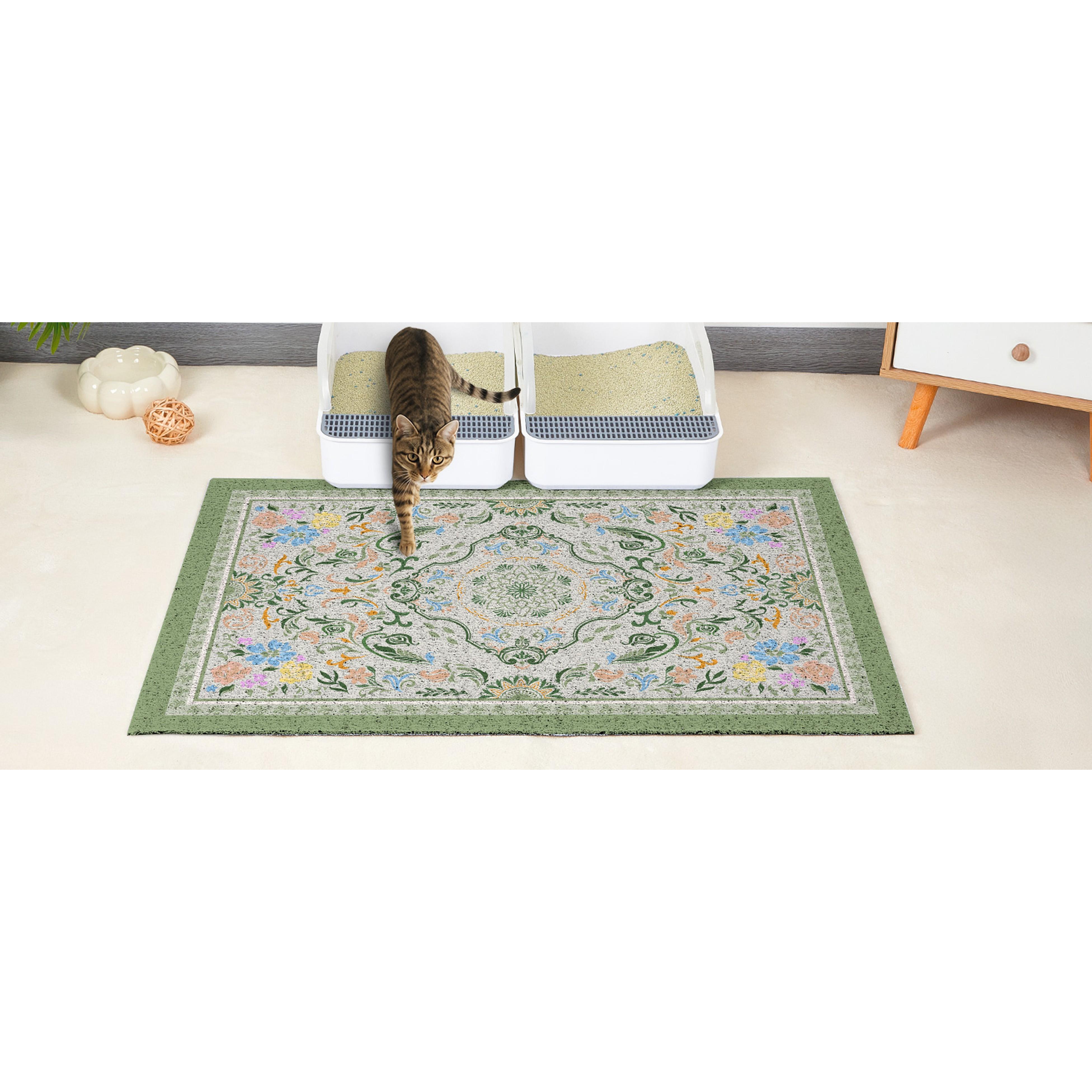 Cat Litter Mat with Non-Slip Bottom Litter Box Mat 33"X22" Litter Trapping Mat Easy to Clean Washable Cat Food Mat for Kitty