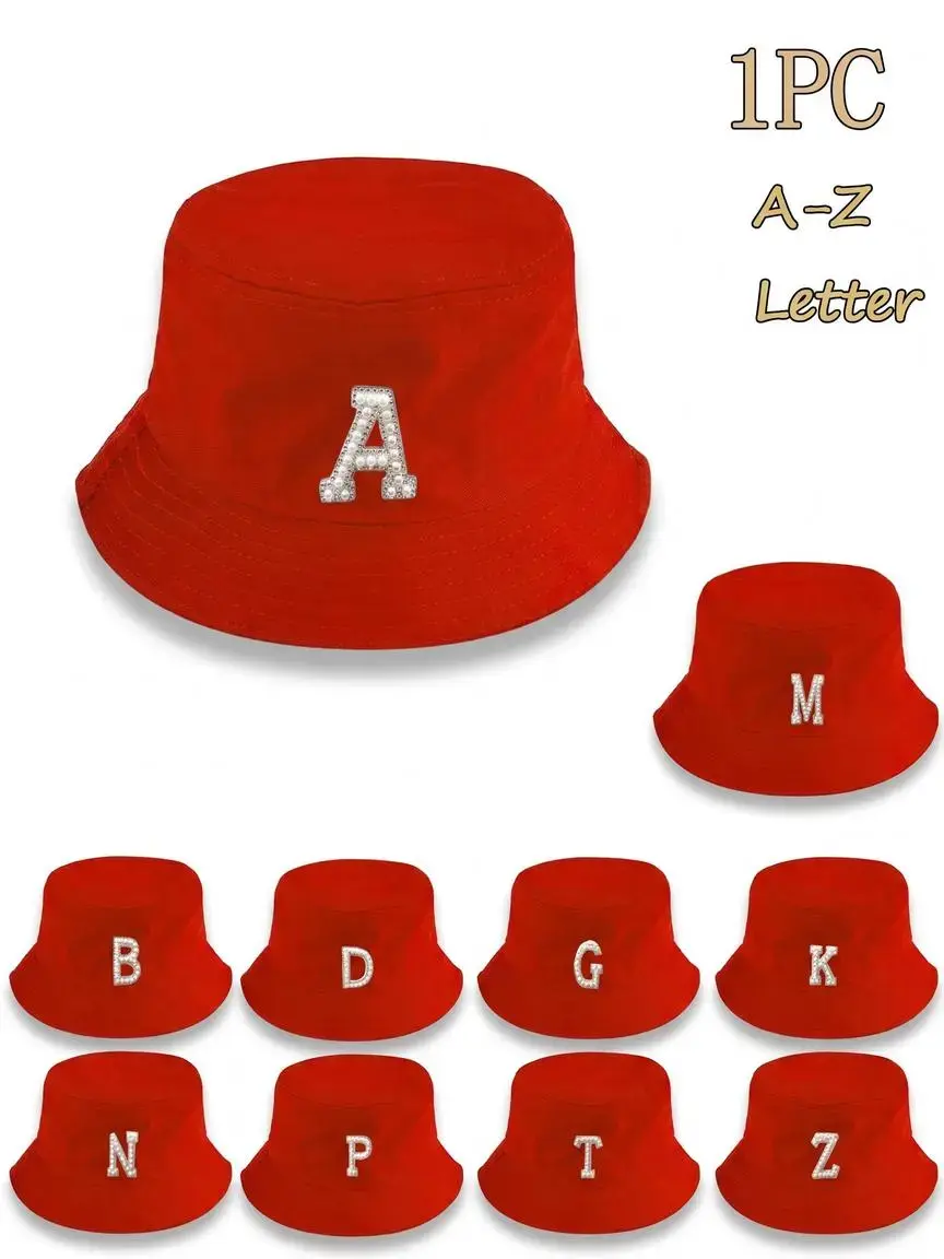 Unisex Fitted Bucket Hat, Customizable Letter Initials, All-Season Casual Style, Perfect for Beach Vacations & Summer Sun Protection