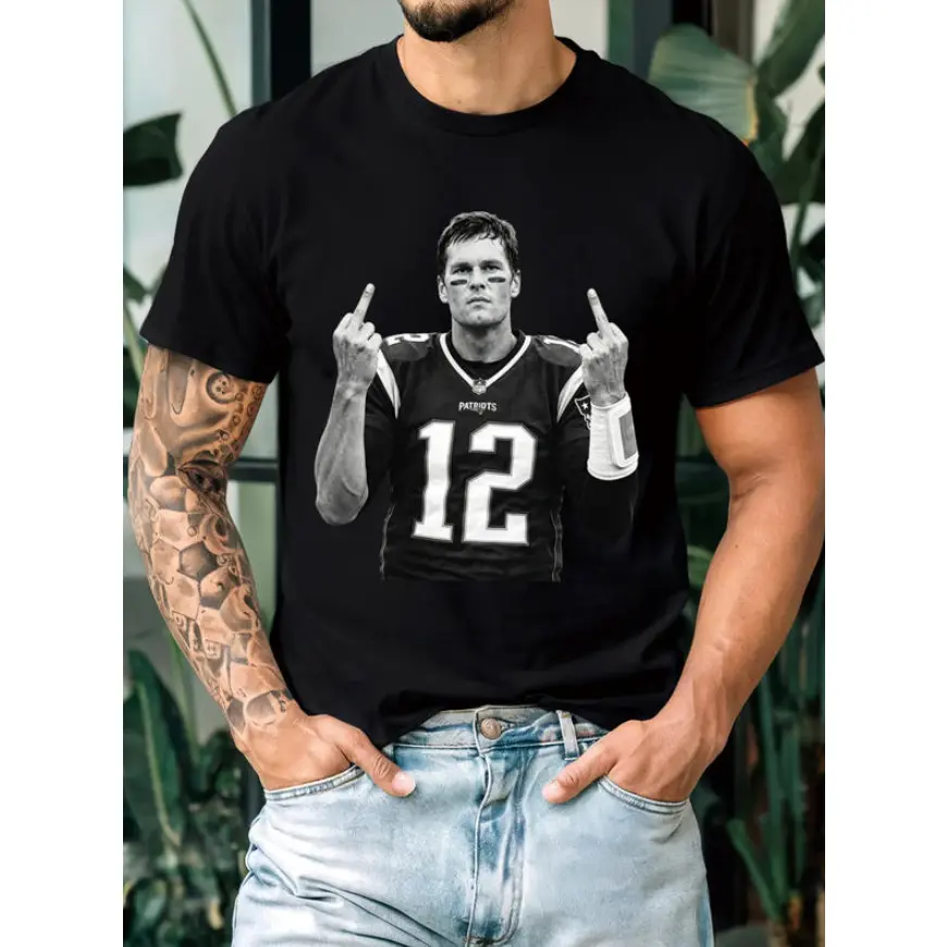 ? ? [100% Cotton]Tom Brady Retro T-Shirt Shirt Men's Shirts Vintage Men's Clothing Streetwear Casual