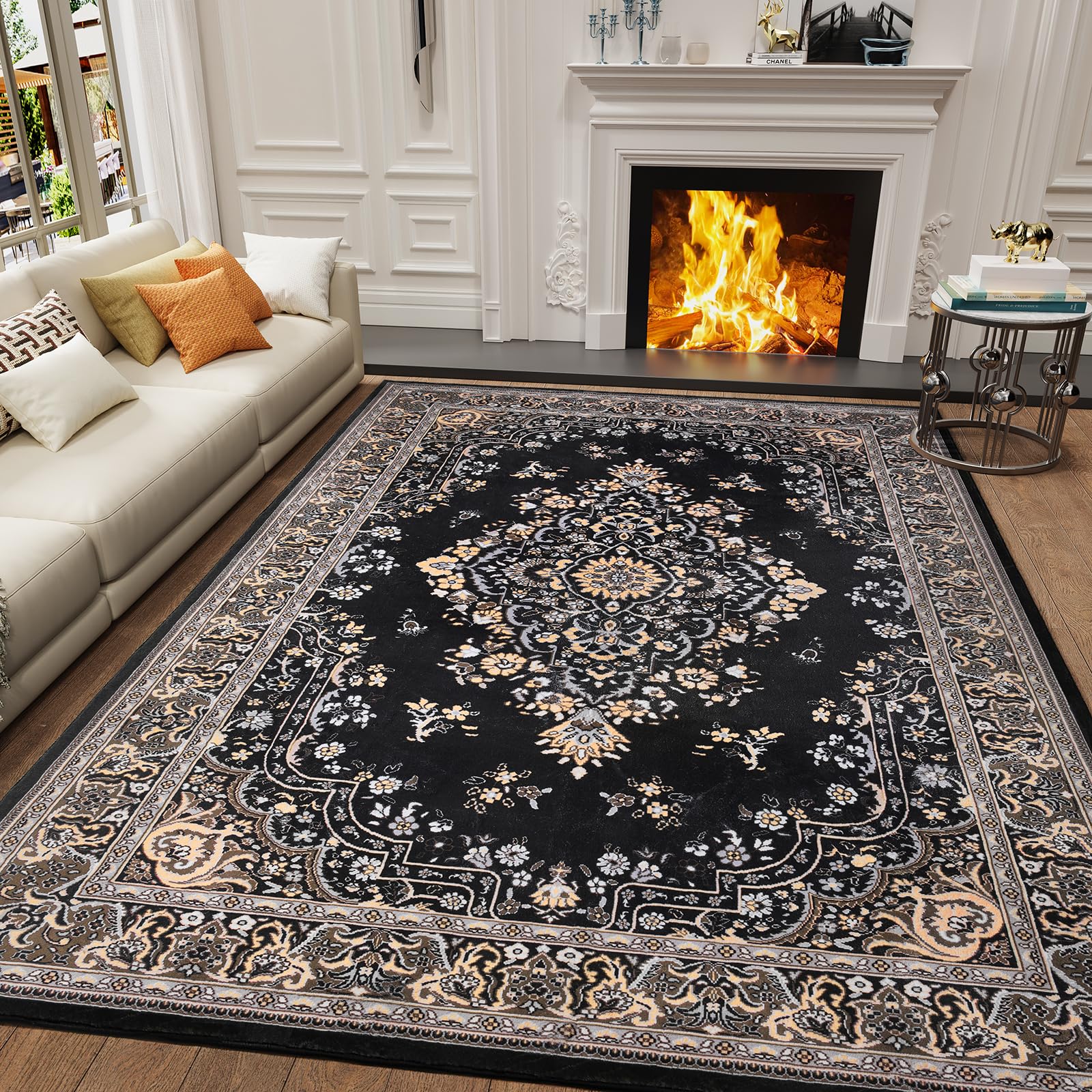 Washable Vintage Area Rug Non-Slip Low Pile Large Rug For Living Room, Bedroom, Farmhouse, Dining Room, Black, Grey, Blue, Green, Beige, 5x8, 7x10, 9x11 Feet Washable Vintage Area Rug Non-Slip Low Pile Large Rug For Living Room, Bedroom, Farmhouse, Dining Room, Black, Grey, Blue, Green, Beige, 5x8, 7x10, 9x11 Feet