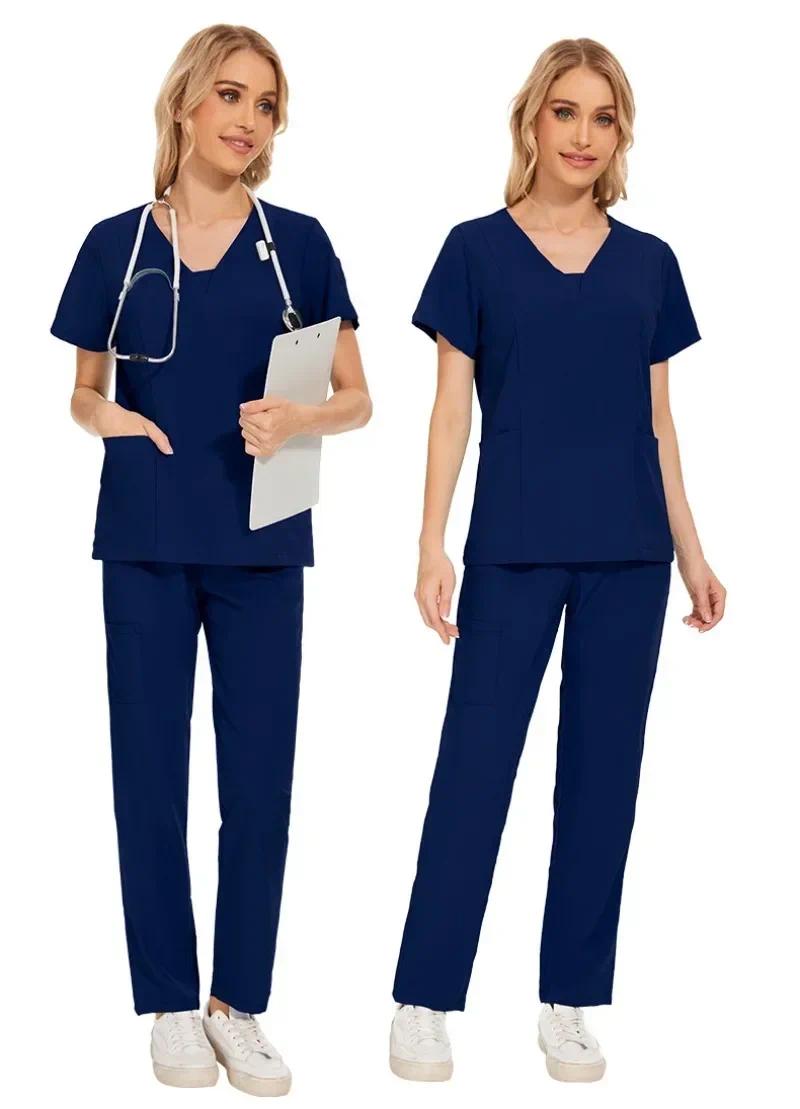Scrub Workwear Set Doctor and Nurse Uniform Casual Loose Outfit Multiple Colors Available