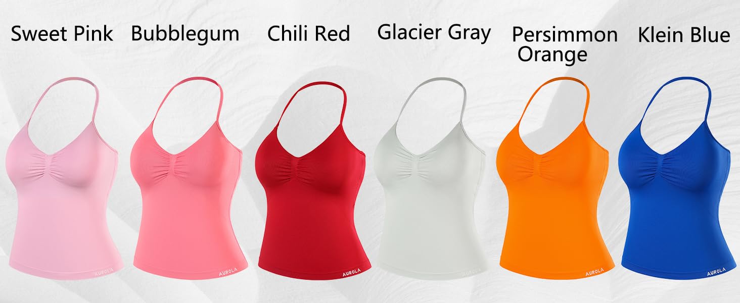 AUROLA Influence Longline Strappy Workout Halter Tops for Women,Removable Cups Padded Bras Impact Gym Yoga Sleeveless Top Fitness Outfits Shaping Vest SpringStatements