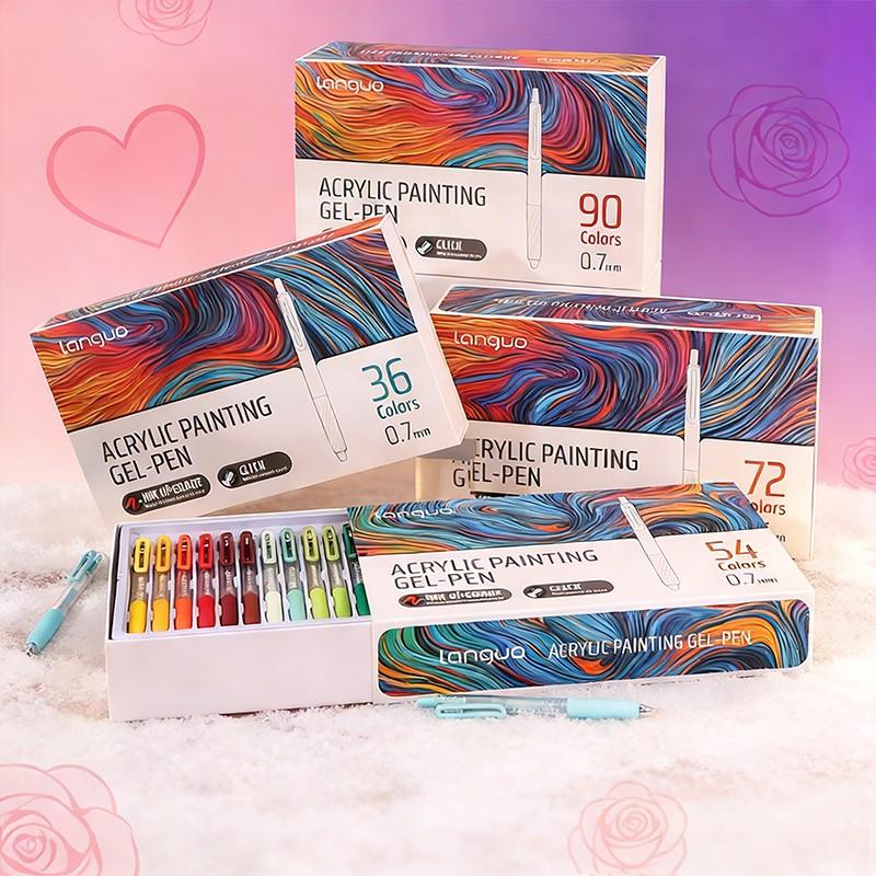 Languo 90 Colors Retractable Gel Pens, Large Capacity Acrylic Marker Set, Ideal for Holiday Themed Painting & Festival Art Creation