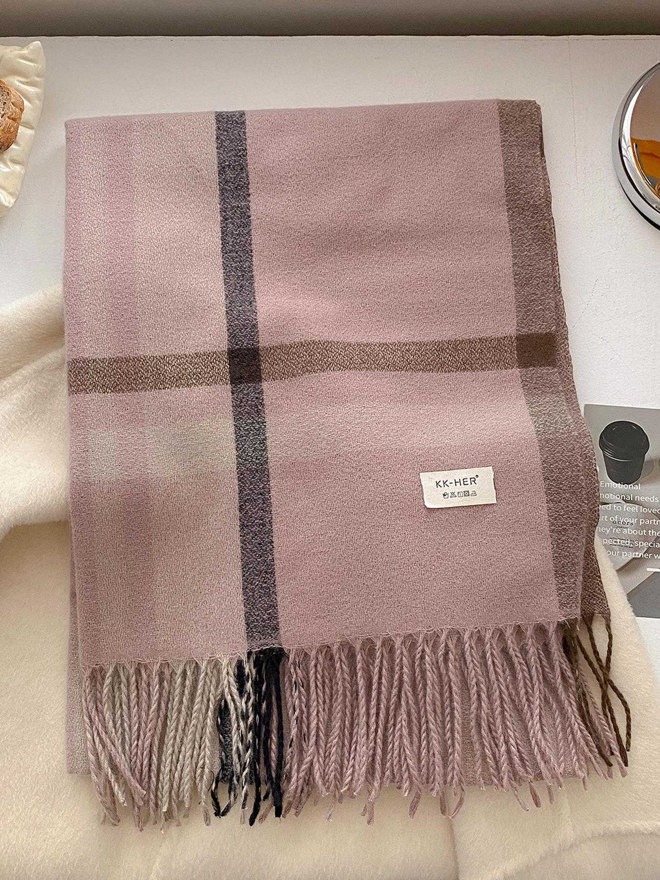 Elegant Plaid Scarf for Autumn & Winter, Soft Warm Shawl for Men & Women, Casual Fashion Accessory, Fitted Style, Checkered Scarf