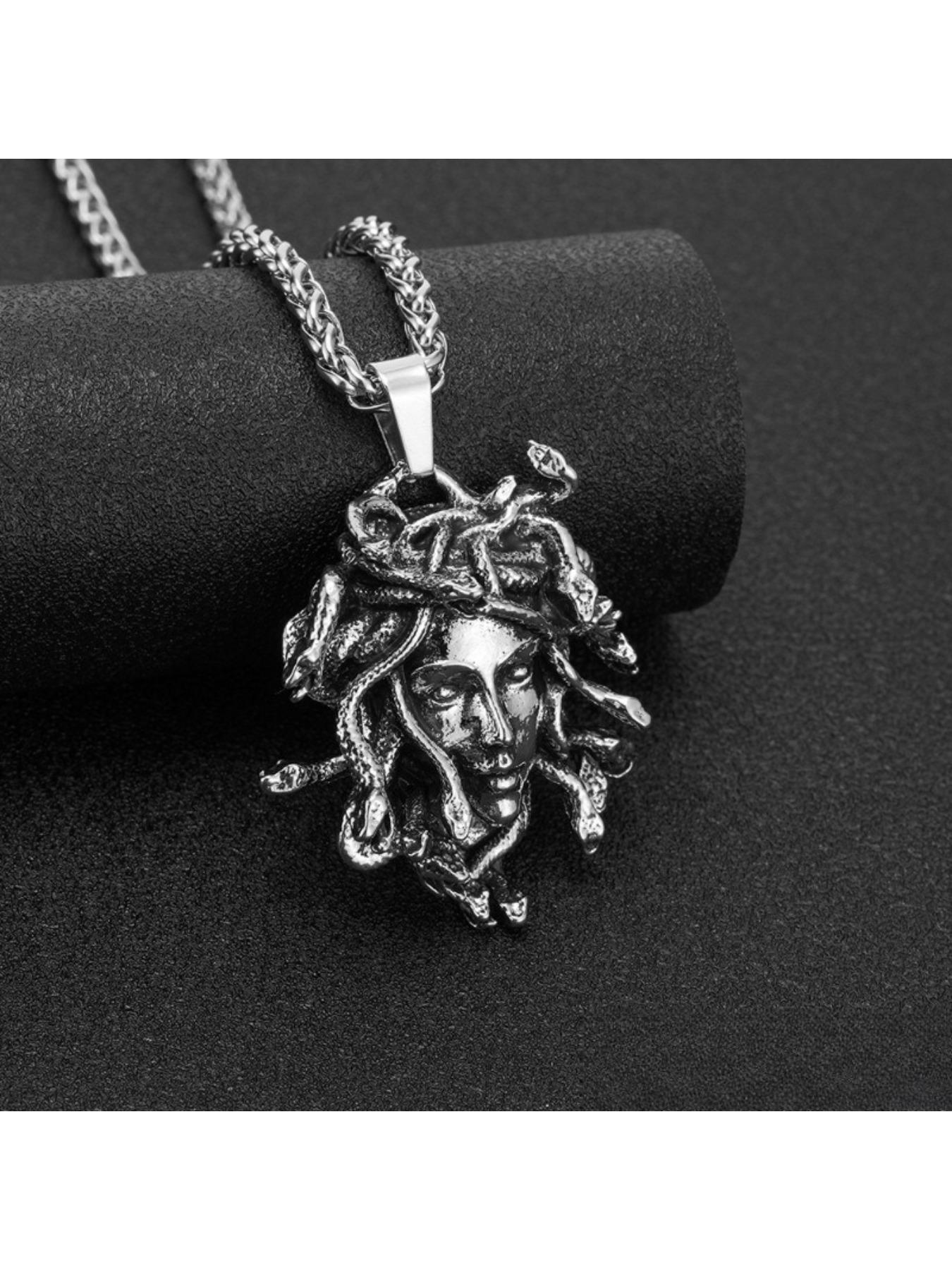 Vintage Medusa Head Pendant Necklace - Greek Mythology Gothic Stainless Steel Jewelry for Men/Women