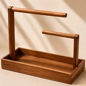 Elegant Solid Walnut Jewelry Display Stand – Necklace & Bracelet Organizer with Pendant Shelf