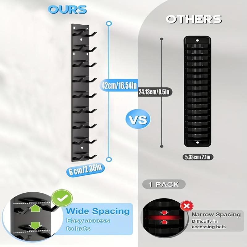 Round Wall Mounted Hat Rack, Strong Adhesive Multi Layer Cap Storage Organizer, Portable Plastic Display Stand for Closet Door and Bedroom, Hat Holder for Hanging