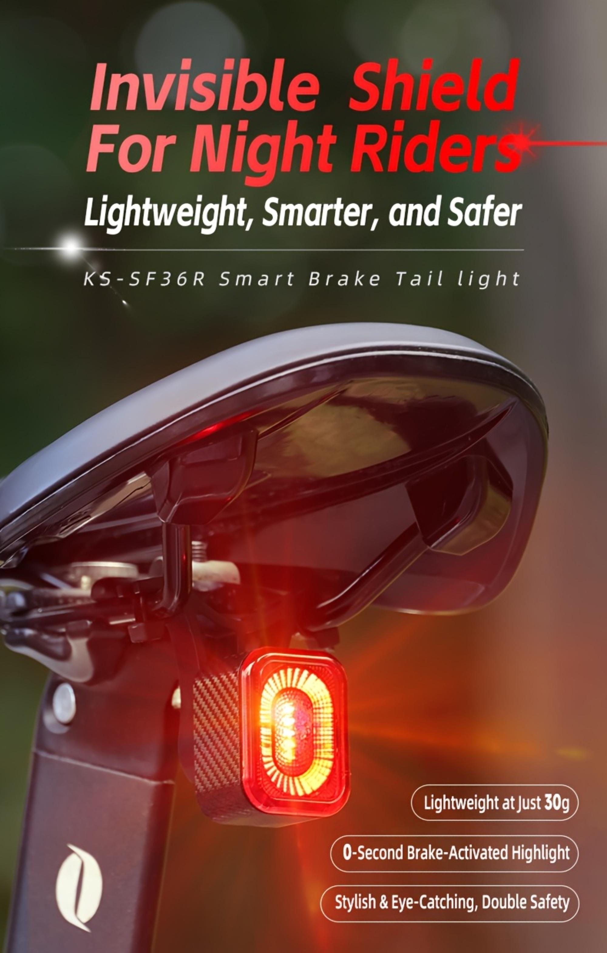 Oein, Bike Back Light Rechargeable, Brake Sensing Rear Lights, Auto On/Off, USB Rechargeable, 4 Mode, 2Installations Ultra Bright LED Warning Back Bicycle Bicycle Accessories