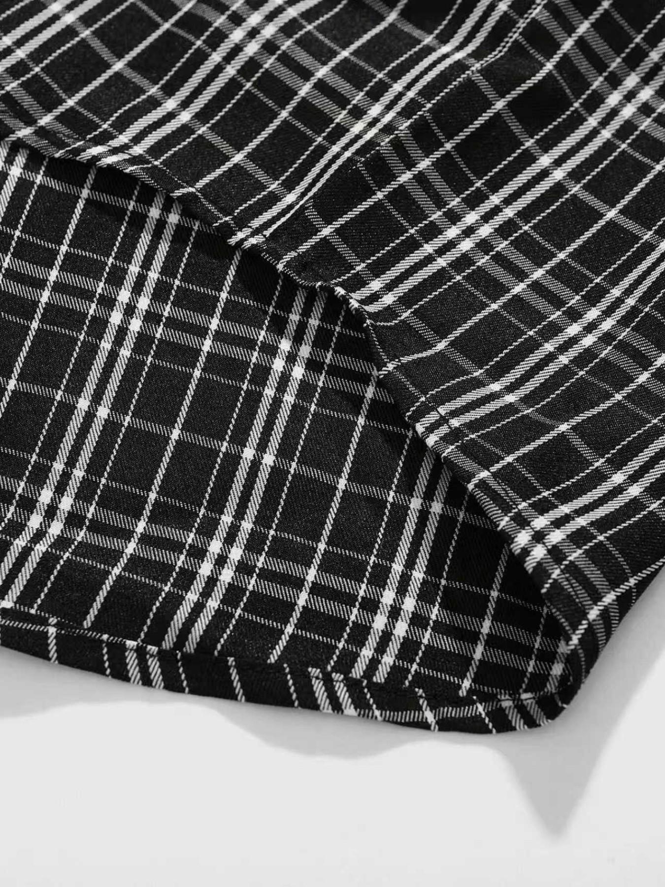 Men's Black White Plaid Short Sleeve Button Down Shirt, Y2K Vintage Checkered Collared Top, Casual Streetwear for Daily, Summer #springsaledeals2026 #summeroutfits #tiktokshopmademebuyit #menfashion