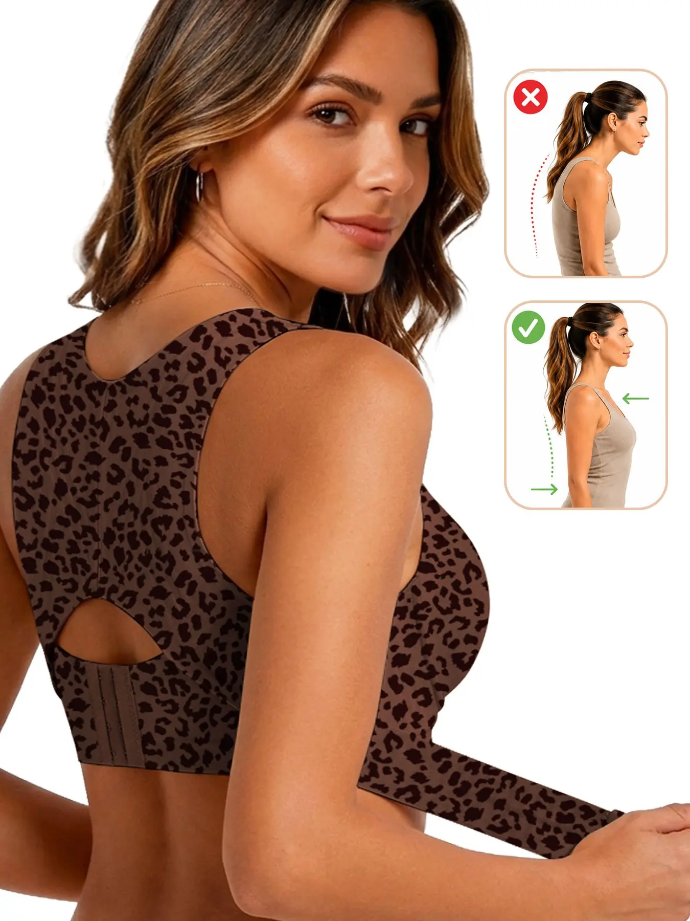 Women's Wireless Posture Support Bra, Smooth Seamless Fit, X-Back Support, Wide Comfort Straps, Soft Everyday Comfort Bra, Fashion Soft Bra
