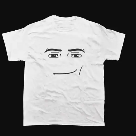 Men's Roblox Man Face Print Cotton T-Shirt - Menswear, Casual Comfy Soft Fabric, Relaxed Fit, Breathable, Medium Length, Funny Meme Gamer Gift, Classic Vintage, Machine Washable