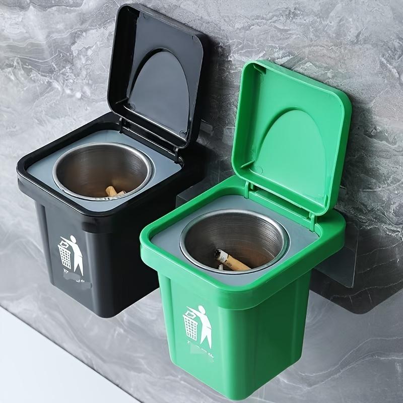 Stainless Wall-Mounted Ashtray with Lid - Heavy-Duty Anti-Spill Butt, Modern Irregular Design for /Outdoor Use - Smoke-Free Toilet, Balcony, Ash Tray - Easy Installation, No Table-Sitting Cigarettes