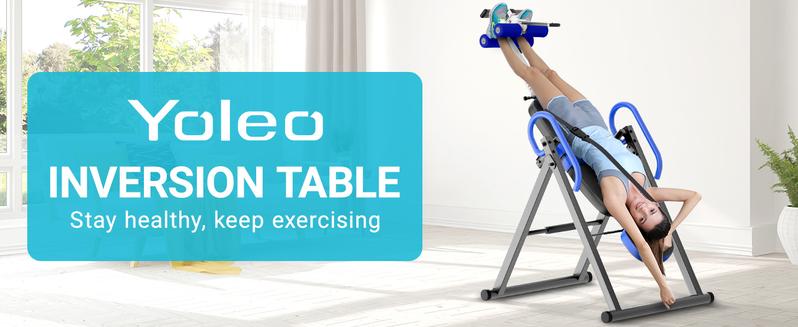 YOLEO Gravity Heavy Duty Inversion Table for Pain Relief Therapy with Headrest & Adjustable Protective Belt Back Stretcher Machine