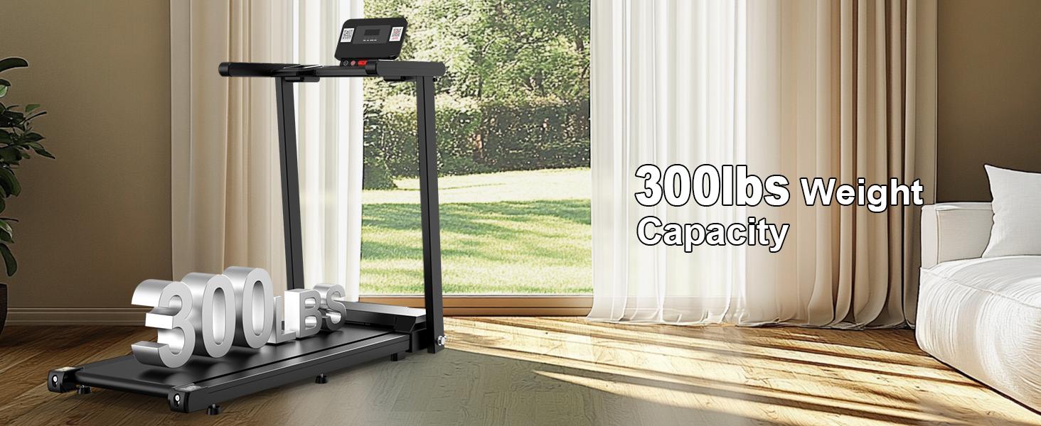 LIVIVOX folding Fitness treadmill with handle, 2.5HP,LED display, 300LBS capacity, portable home gym walking pad treadmill for small-space，Back to school