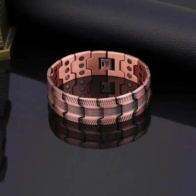 Men's Copper Bracelet, 3X Ultra-Strength Magnetic Bracelets, 99.99% Pure Copper with 3500 Gauss Neodymium Magnets, Adjustable, Trendy Bangles